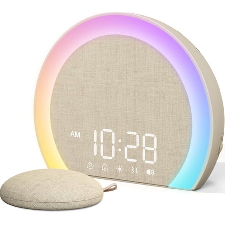 Extra Loud Clock with Bed Shaker, Vibrating Dual with Light Wake Up for Heavy Sleepers & Hearing Impaired, 9-Color Night Light, 8 Sounds, 0- Dimmer, USB Charger