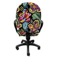 thumbnail image 3 of Colorful Office Chair Slipcover, Tropical Flowers Pattern with Brushstroke Effects Vibrant Colored Grunge Doodle, Protective Stretch Decorative Fabric Cover, Standard Size, Multicolor, by Ambesonne, 3 of 5