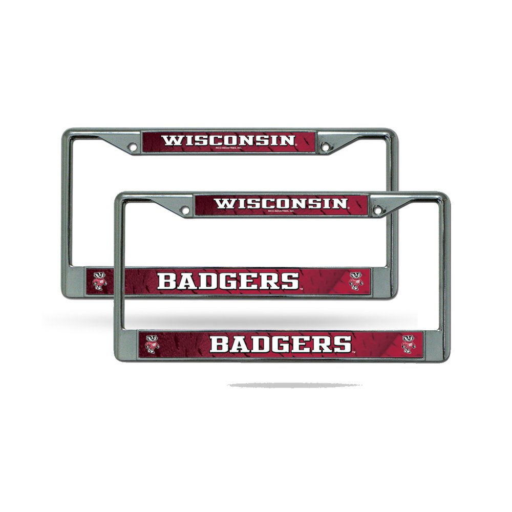 Wisconsin Badgers Chrome Metal (2) License Plate Frame Set Walmart