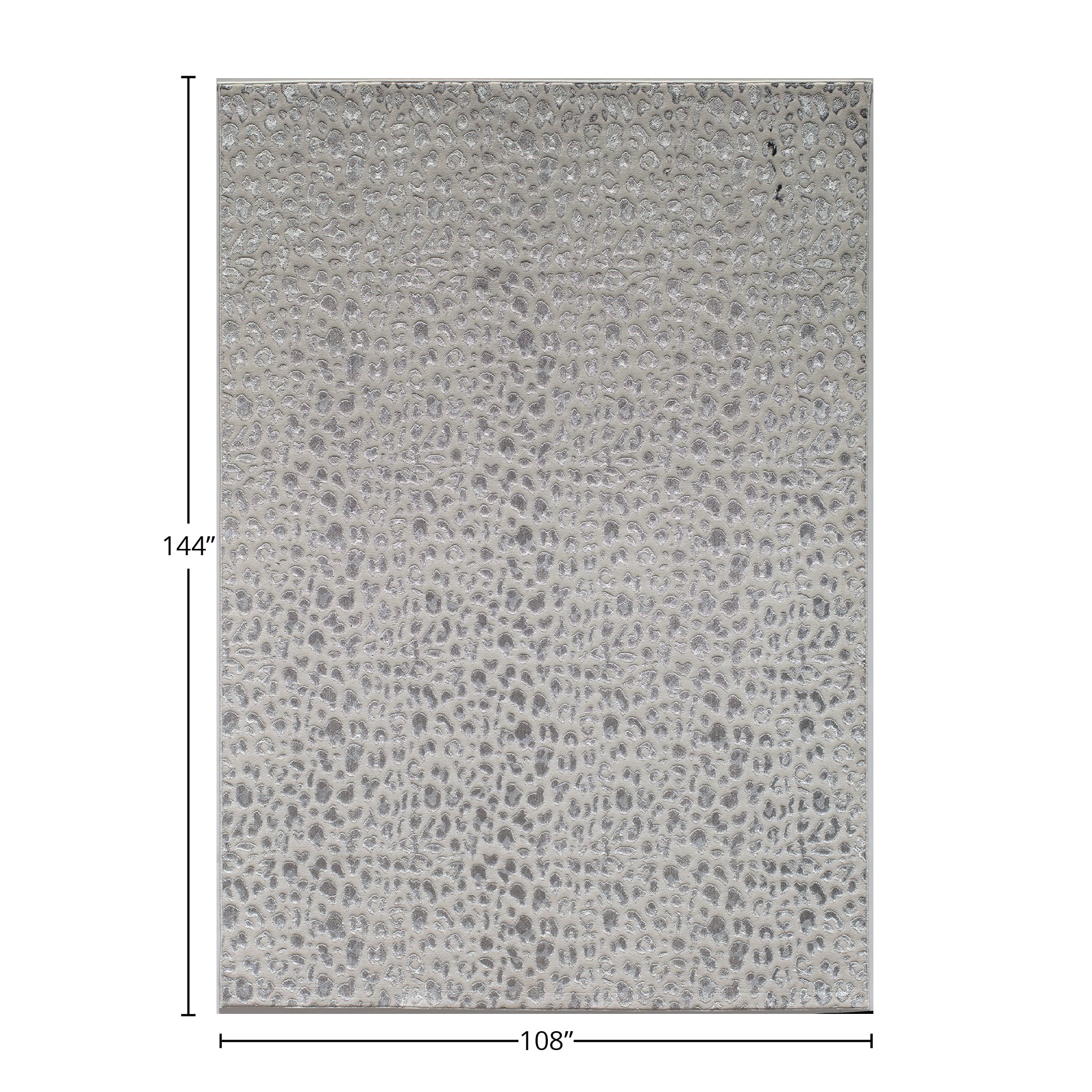 Rugs America Natura HZ50A Snow Leopard Animal Contemporary White Area Rug, 9'x12'