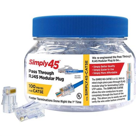 UPC: 0817777016802 | SIMPLY45 S45-1500  Cat5e Unshielded  Pass Through RJ45