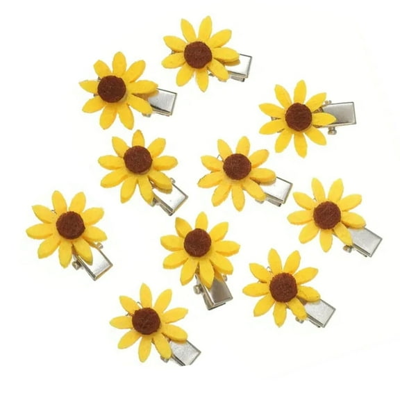 Pack of 10 Sunflower Theme Hair Clip Fabric Barrettes NonSlip Design Head Accessories for Women Girls Daily Wear