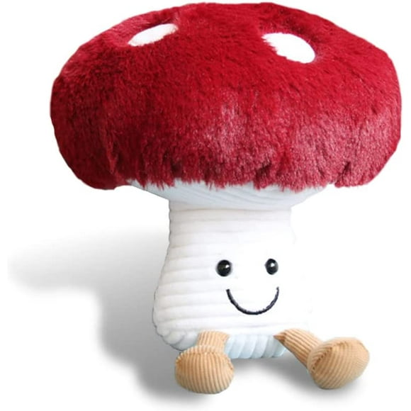 Cute Mushroom Plush Kawaii Smile Doll Mushroom Plushie Stuffed Animals Pillow Gifts for Kids Red 7.9 inches