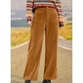 thumbnail image 5 of Women'S Corduroy Wide Leg Pants with Patch Pockets Casual Slim Fit Elastic Waist Trousers Beige XL, 5 of 8