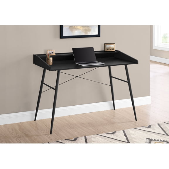 Computer Desk - Small Hutch / 2 Storage Cubbies / 1 Shelf - 48"L - Black / Black