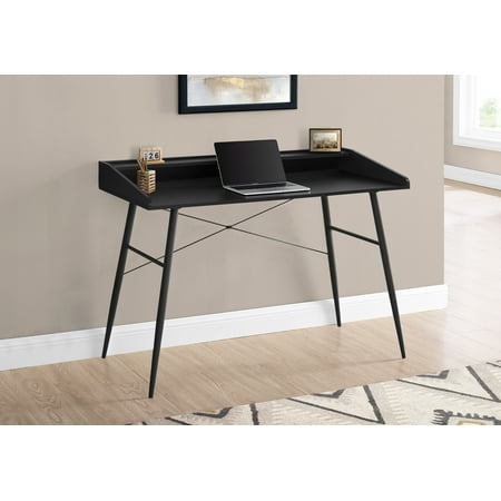 Computer Desk - Small Hutch / 2 Storage Cubbies / 1 Shelf - 48 L - Black / Black