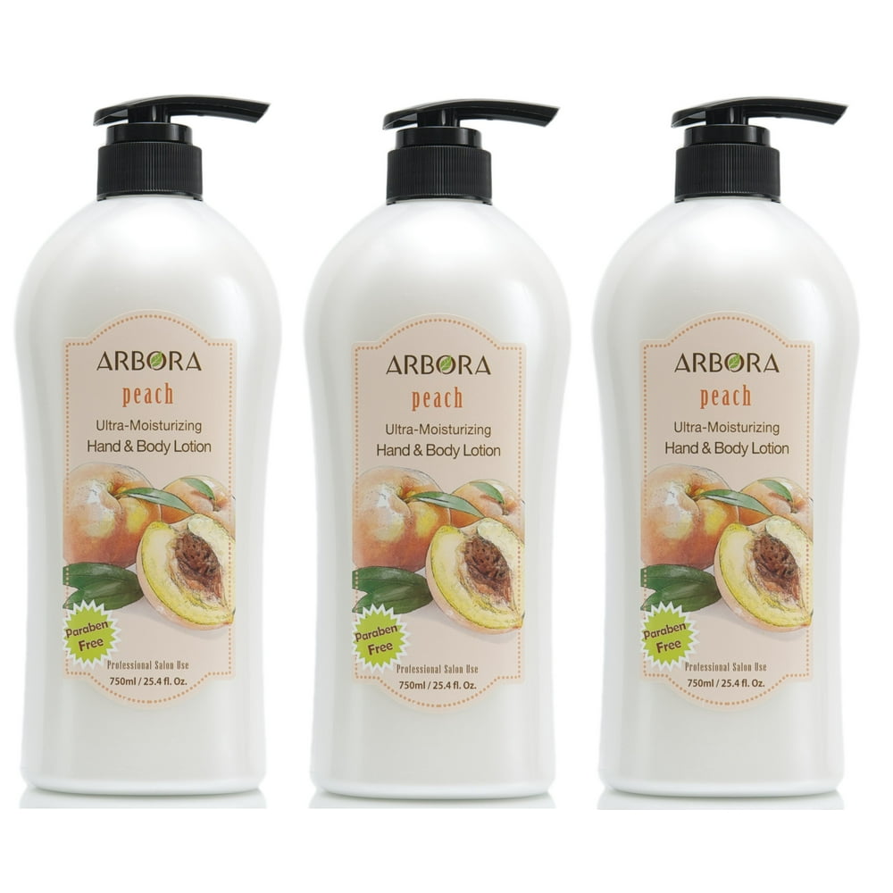 ARBORA Hand & Body Lotion PEACH 25.4OZ/750ML Paraben Free Natural UltraMoisturizing