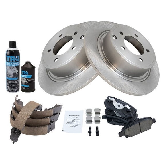 Rear Brake Pad Rotor Shoe Drum Kit - Compatible with 2007 - 2017 Jeep Compass 2008 2009 2010 2011 2012 2013 2014 2015 2016