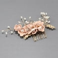 thumbnail image 4 of 4PCS Bridal Flower Wedding Hair Pins Crystal Pearl Hair Clips Headpiece Gold Wedding Hair Accessories Jewelry with Rhinestone for Brides Bridesmaids Women Girls Updo, Special Cream Blue, 4 of 8