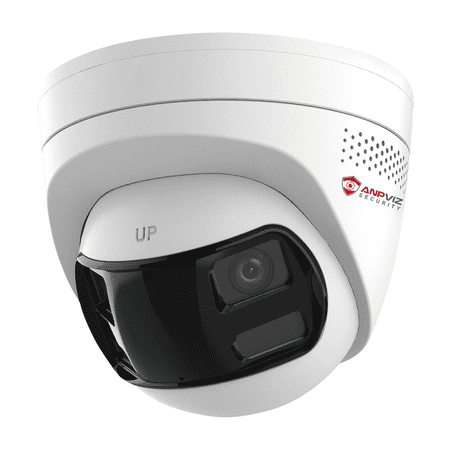 Anpviz 4K 8MP Dual-Lens PoE Security Camera, 180° Panoramic Outdoor IP Camera, Color Night Vision, Two-Way Audio, Strobe Light & Siren, IP67, MicroSD Slot