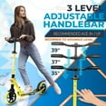 thumbnail image 3 of Campior Kick Scooter for Ages 6+, For Kids, Teens, and Adults, Max Load 240 LBS, Foldable, 8-inch Big Wheels for Kids and Adults, With Kickstand, 3 Adjustable Levels, Child Safety Approved, Yellow, 3 of 5