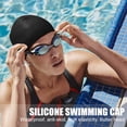 thumbnail image 4 of Gorro de natación de silicona para hombre y mujer, impermeable y antideslizante, pelo largo de mujer, muy elástico, gorro de natación con forma de bulbo, color negro, 4 of 6