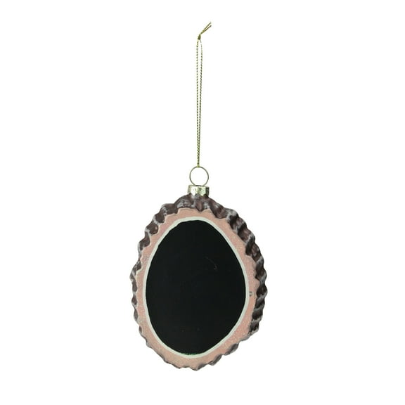 Melrose 4.25" Oval Chalkboard Tree Stump Glass Christmas Ornament - Black/Brown
