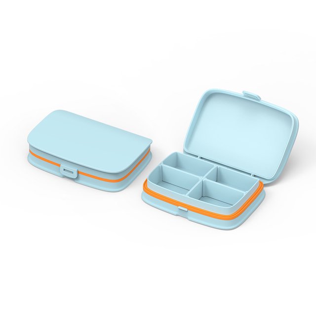 Pastillero de viaje Pastillero pequeño con compartimentos extraíbles - Pastillero portátil Pastillero para exteriores (6 compartimentos, azul)