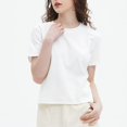thumbnail image 3 of Basic Simple Womens Solid color Short sleeves T-shirt Fashion Loose tops, 3 of 8