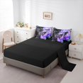 thumbnail image 5 of Homewish Gothic Spooky Butterfly 7pcs Bedding Comforter Set,Boho Skull Queen Bedding Sets,Purple Black Queen Sheet Sets For Girls Kids,Luxury Bedroom Decor Reversible, 5 of 8