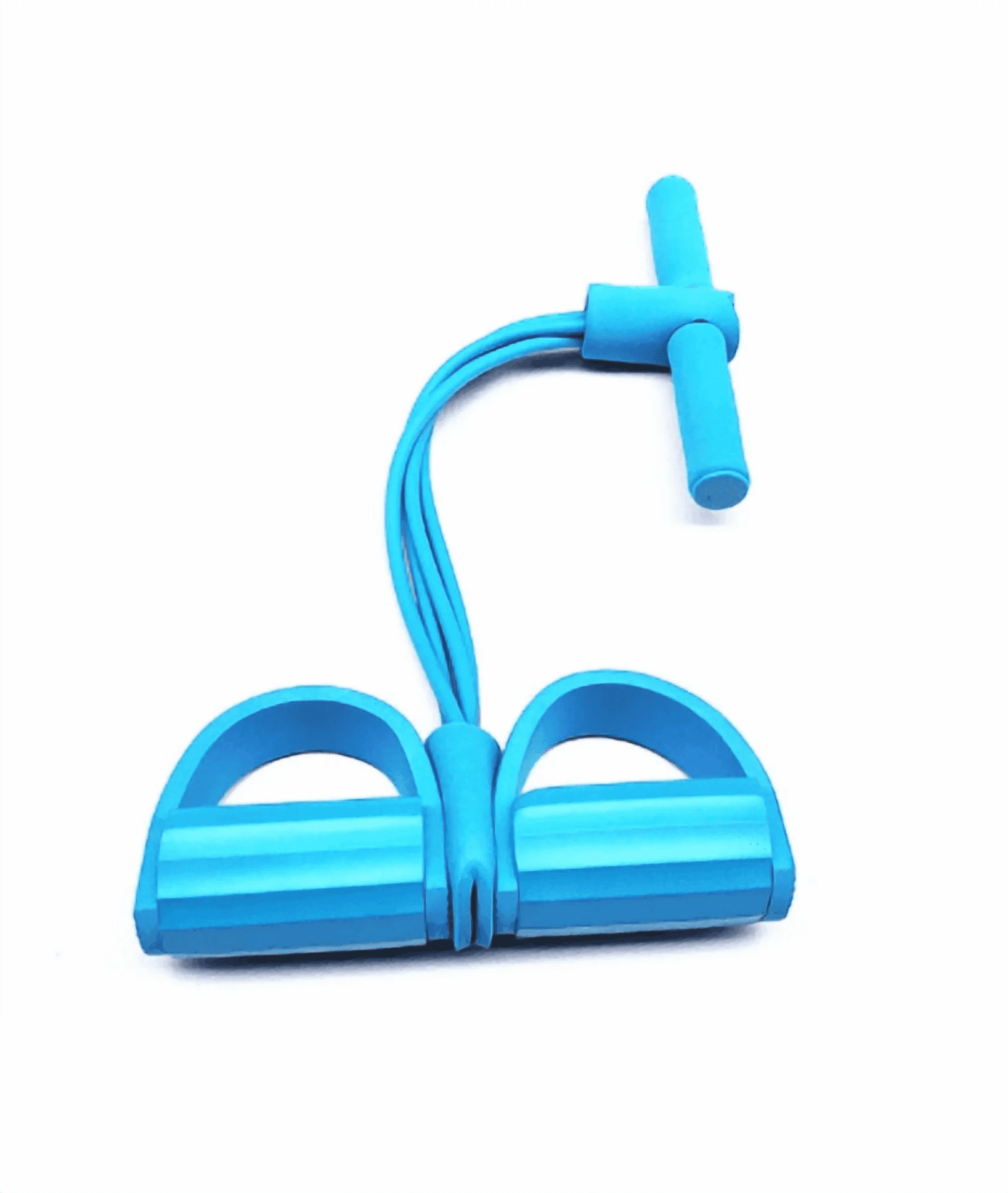 FORICOM 3PCS 4 Tubes Natural Latex Foot Pedal Elastic Pull Rope with Handle Fitness Equipment Bodybuilding Expander for Abdomen/Waist/Arm/Leg Stretching Slimming Training（Blue）