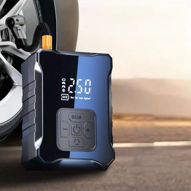 Car Tire Inflator Pump Portable Wireless | Digital Display | Intelligent Pressure Control | 150PSI Max | 4 Modes | USB Rechargeable | LED Emergency Light | 2000mAh Battery | Type-C | Compact Size