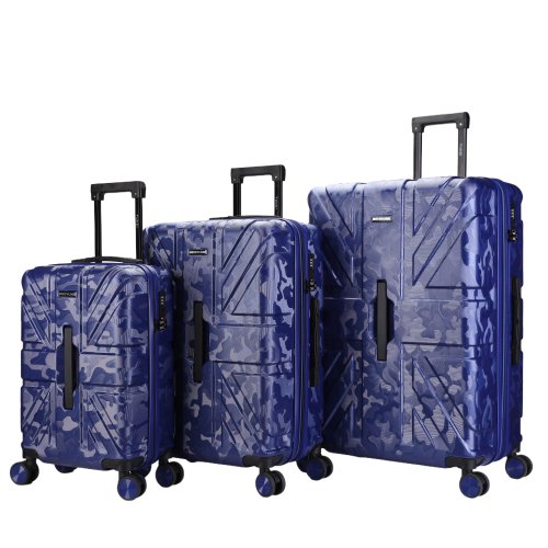 BRITISH CAMO Ensemble de 3 Valises Rigides / Garantie de 10 Ans / Texture Tactique Micro-Diamant / Extensible