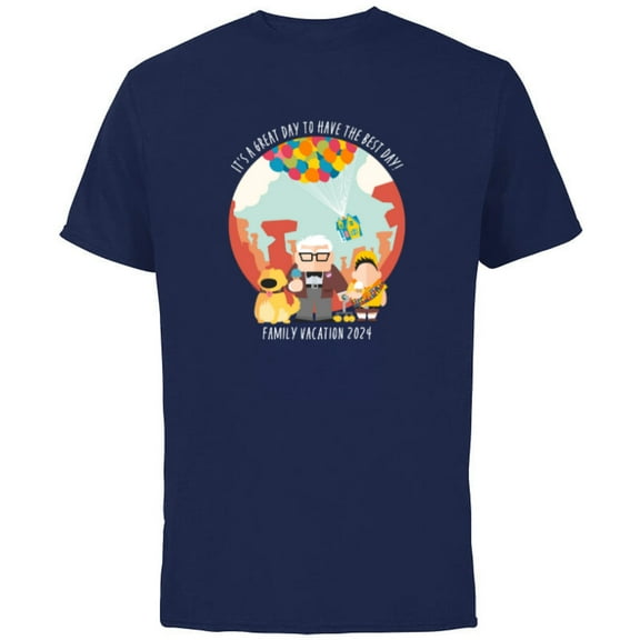 Disney and Pixar’s Up Best Day Trip Family Vacation 2024 - Short Sleeve Cotton T-Shirt for Adults - Customized-Navy