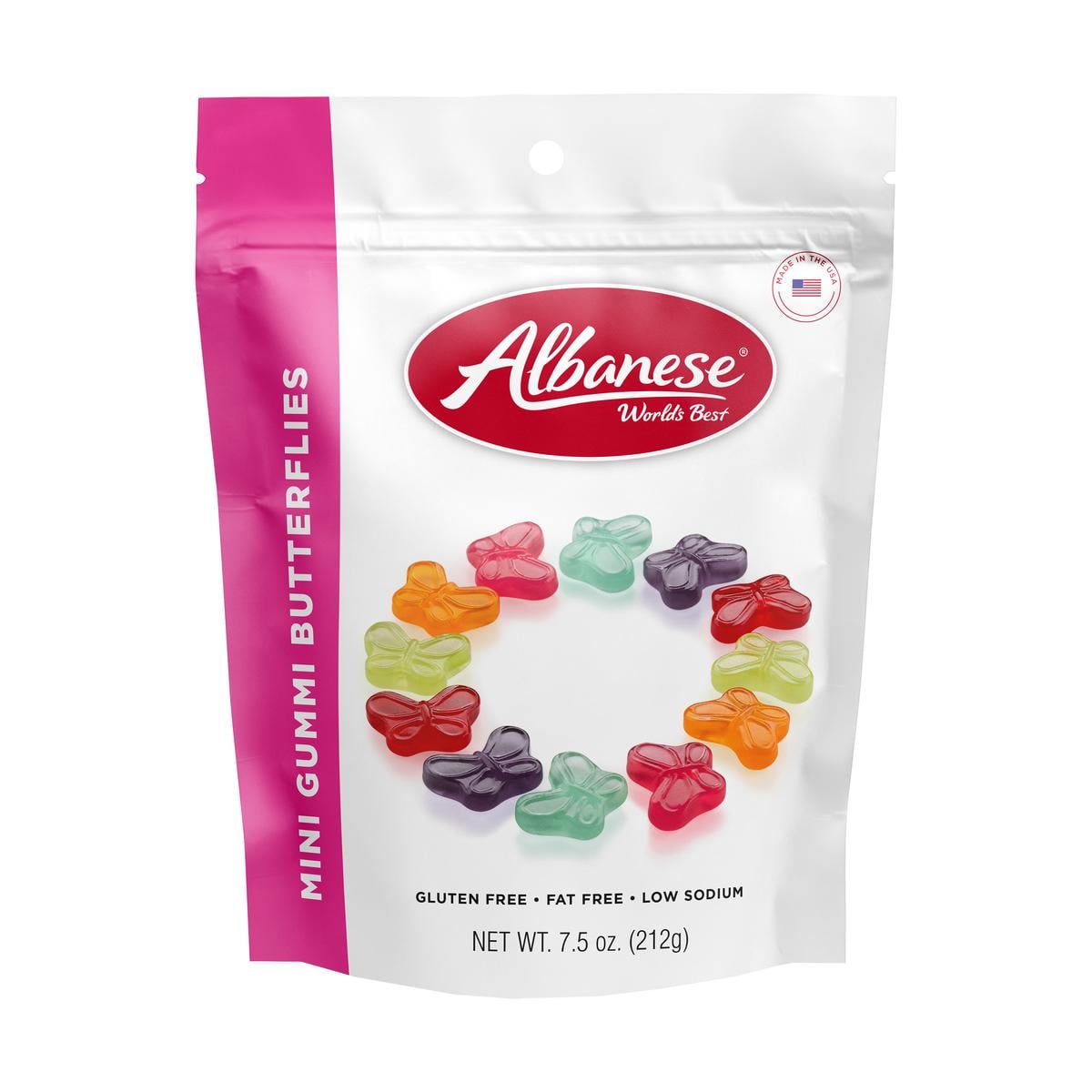 Albanese World's Best Assorted Flavor Mini Gummi Butterflies, 7.5 oz