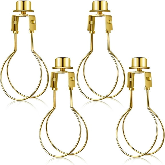 Yoqb 4 Pcs Bulb Lamp Shade Light Bulb Clip Adapter Includes Finial and Lampshade Levellers for Replacement (Golden)A108