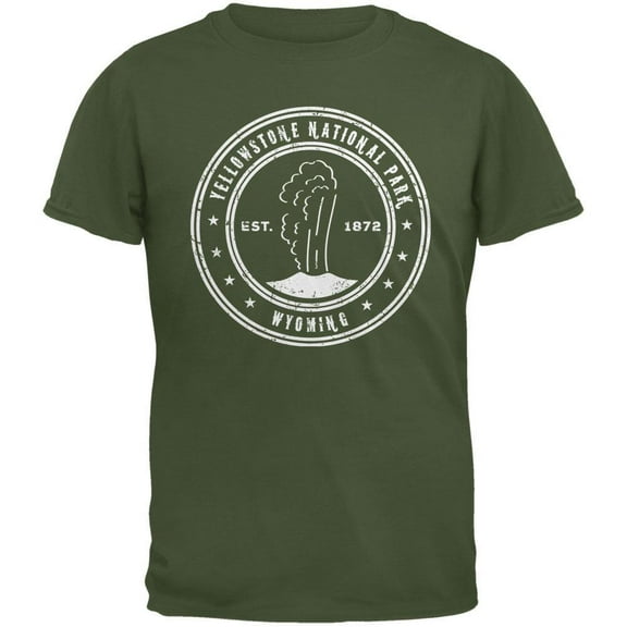 Yellowstone National Park Military Green Adult T-Shirt - Large