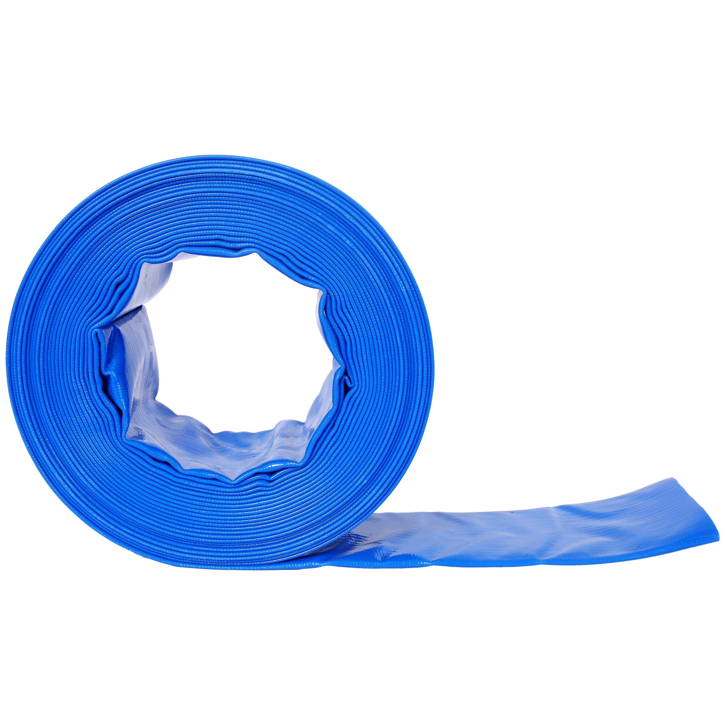 3"x50Ft Filter Backwash Hose, Blue Heavy Duty Reinforced PVC Lay Flat Water Discharge Pump Hoses for Swimming Pool Filter Pump,with 2 Clamp