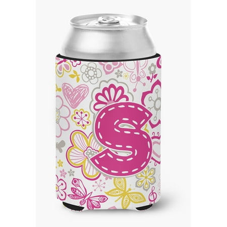 

Letter S Flowers and Butterflies Pink Can or Bottle Hugger
