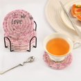 thumbnail image 5 of Haosy Set of 6 Drink Woven Coaster with Holder Heat Resistant Non-Slip Bar Coasters 4 Inches Doodle Love Hearts Crowns, 5 of 7