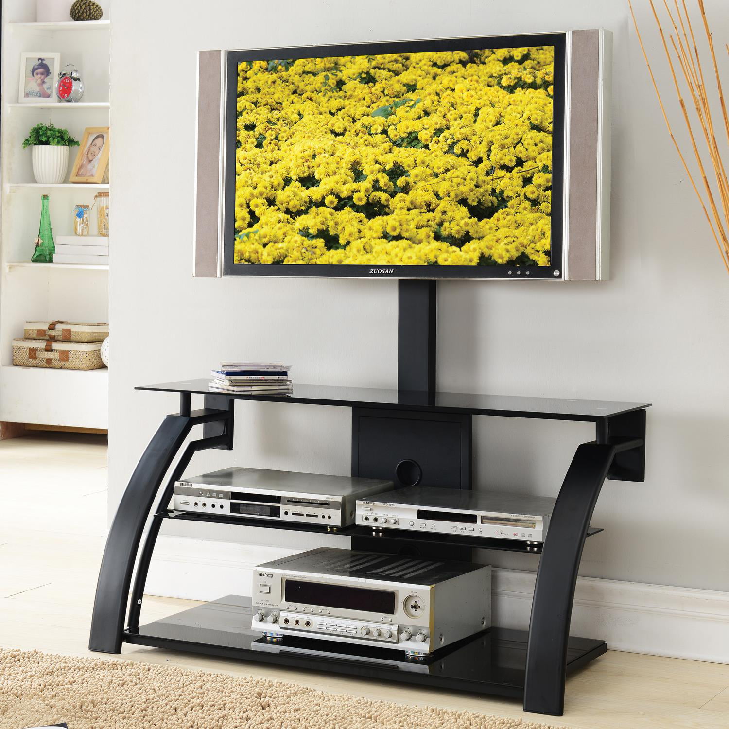Home Source Logan Plasma TV Stand with Mount and 3 Black ...