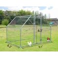thumbnail image 6 of Polar Aurora Extra Large Thickend Metal Chicken Coop Walk-in Poultry Cage Hen Chicken Run House Rabbits Habitat Cage w/Waterproof&Anti-Ultraviolet Cover for Backyard Farm Use(9.2'x6.2'x6.4'), 6 of 7