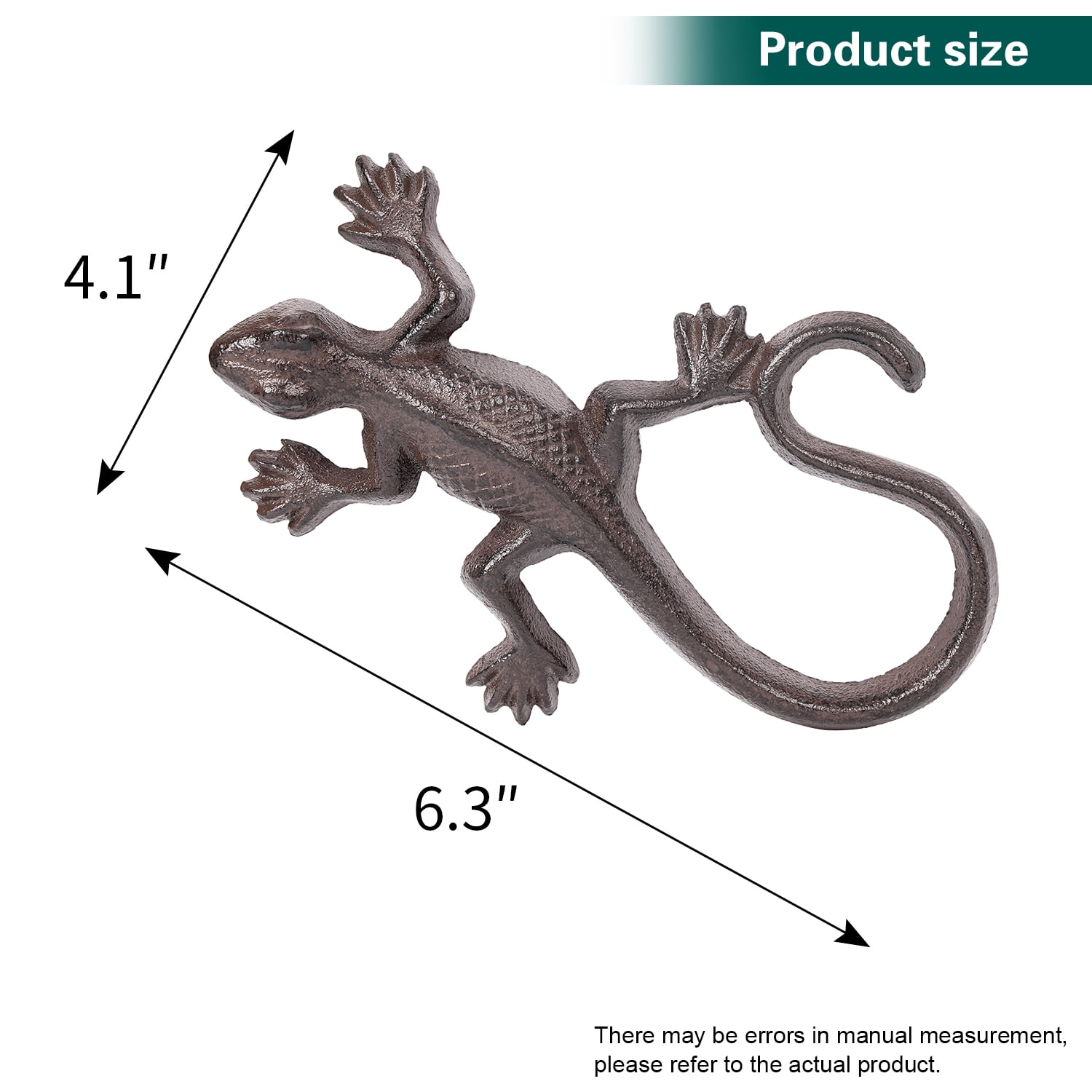 Sungmor Cast Iron Lizard Statue,Vintage Outdoor Animal Collection Figurines,Home Office Shelf Decor,Garden Lawn Adorable Ornament,Vintage Brown Finish - Right Curly Tail