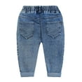 thumbnail image 2 of KIDSCOOL SPACE Toddler Little Kids Ripped Holes Elastic Waist Band Denim Jeans Pants, 2 of 6