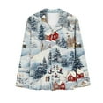 thumbnail image 4 of Women Christmas Pajama Set Long Sleeve Fleece Sleepwear Two Piece Pjs Winter Loungewear Snowman Print Nightwear, 4 of 7