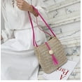 thumbnail image 6 of Straw Handbags Women's Summer Beach Straw Bucket Tote Bag Straw Woven Handbag Tassel Shoulder Bag Purse, 6 of 8