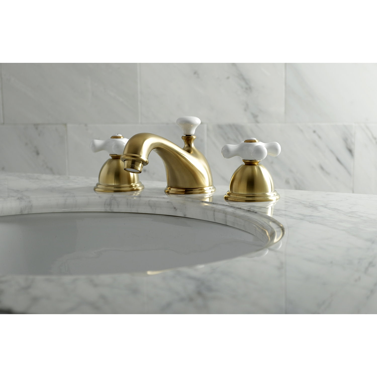 Kingston Brass KS3967PX 8 in. Widespread Bathroom Faucet, Brushed Brass