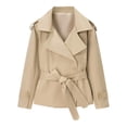 thumbnail image 4 of ManxiVoo Women's Short Trench Coat Belted Casual Lightweight Solid Color Jacket for Spring Fall Outdoor Daily Wear City Style, 4 of 7