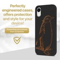 thumbnail image 2 of Wood phone case for iPhone XR compatible protective cell phone cover shockproof slim fit laser engraved Antarctic Penguin design Black wood case for Men & Women by CaseYard, 2 of 7