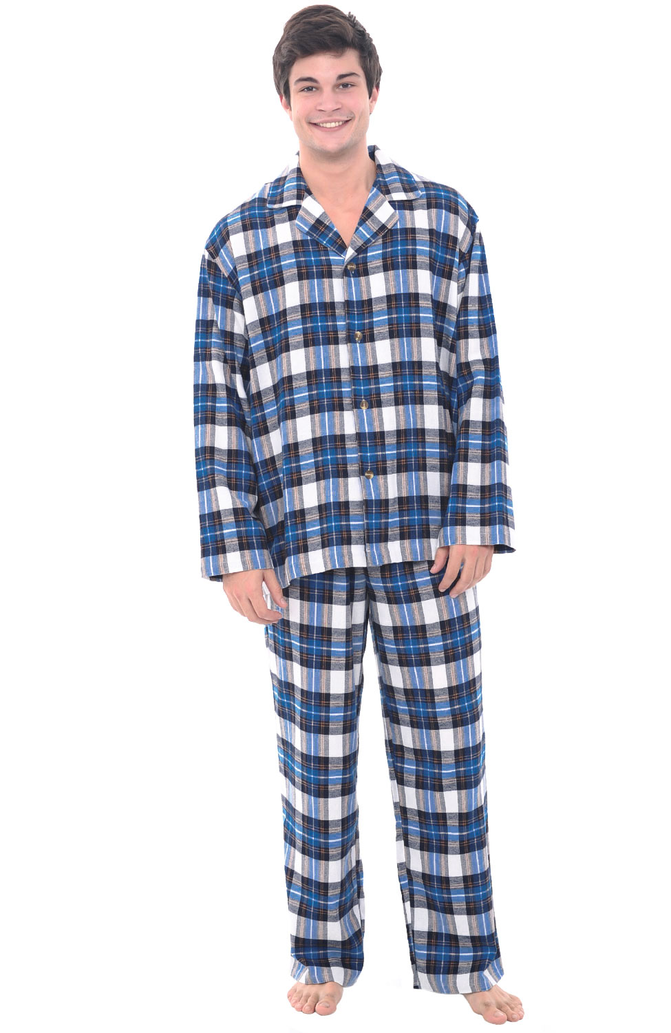 Long Cotton Plaid Pj Set Alexander Del Rossa Mens Lightweight Flannel Pajamas