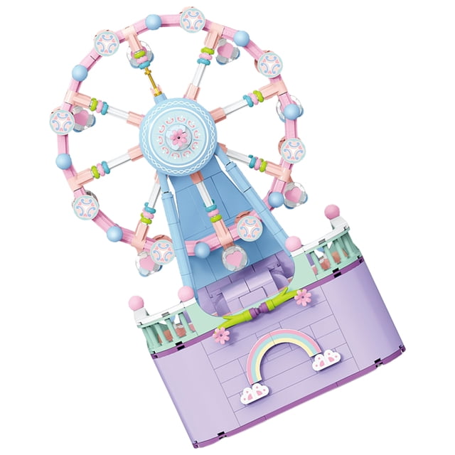 HINTRMENT 1 Set of Building Blocks Music Box Decor Violet Plastic DIY Music Box Model for Christmas
