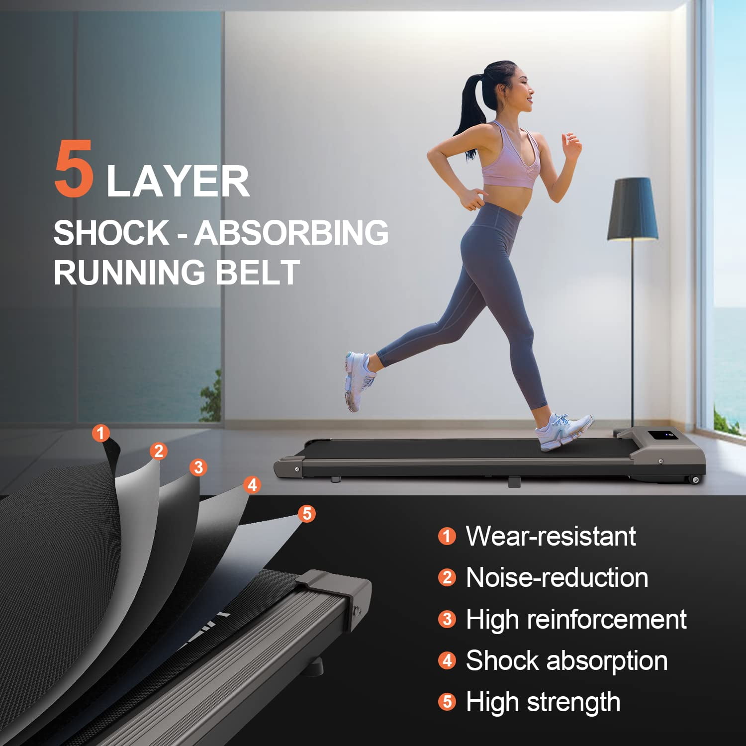 Bigzzia Portable Treadmill Under Desk Walking Pad with Remote Control LCD Display Gray Walmart