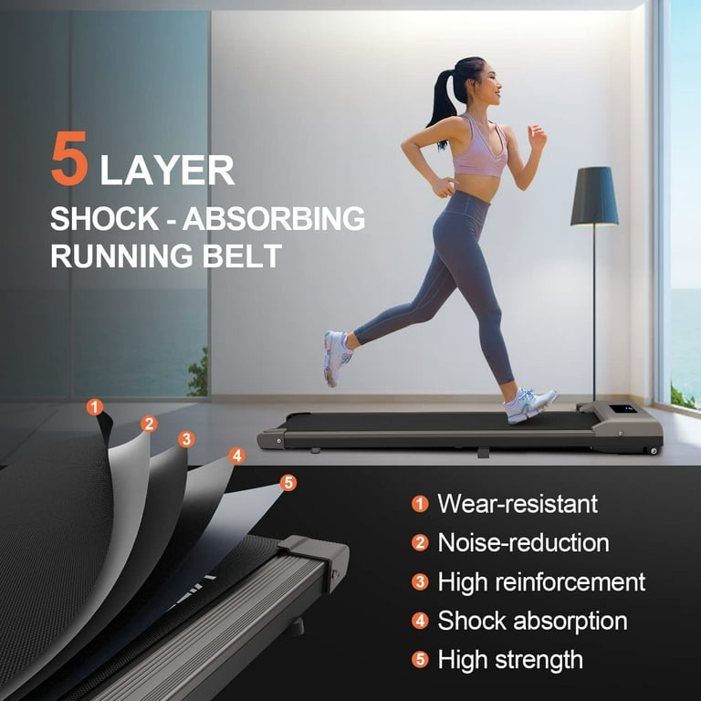 Bigzzia Portable Treadmill, Under Desk Walking Pad Flat Slim Treadmill, with Remote Control and LCD Display for Home Office Gym Use, Installation-Free