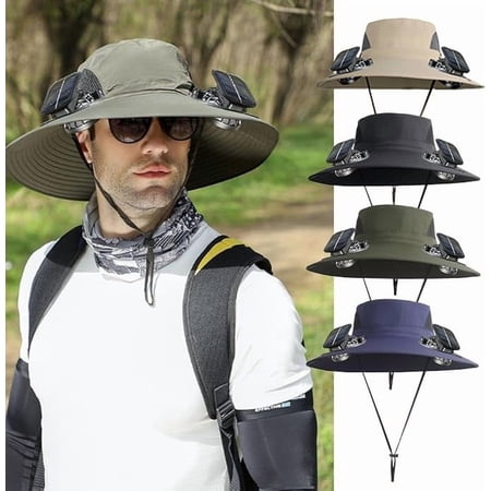 Hat with Fans Solar Power Fan Hat Solar Fan Hat Solar Fan Hats for Men USB Charging Wide Brim Solar Fan Outdoor Fishing Hat Men Sun Hat with Solar Fan Fishing Hats Adjustable Fan Hat