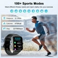 thumbnail image 4 of Montre Intelligente Compatible avec Android et iPhone, Montre Intelligente Étanche IP68 pour Femmes et Hommes, Plus de 100 Modes Sportifs, Traqueur de Mise en Forme de 1,85 Po, Montre Intelligente avec Appel Bluetooth (Répondre/faire des Appels), Noir, 4 of 10