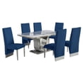 thumbnail image 1 of White Marble 7 piece Dining Set with Silver Stainless Steel Base, 1 of 4