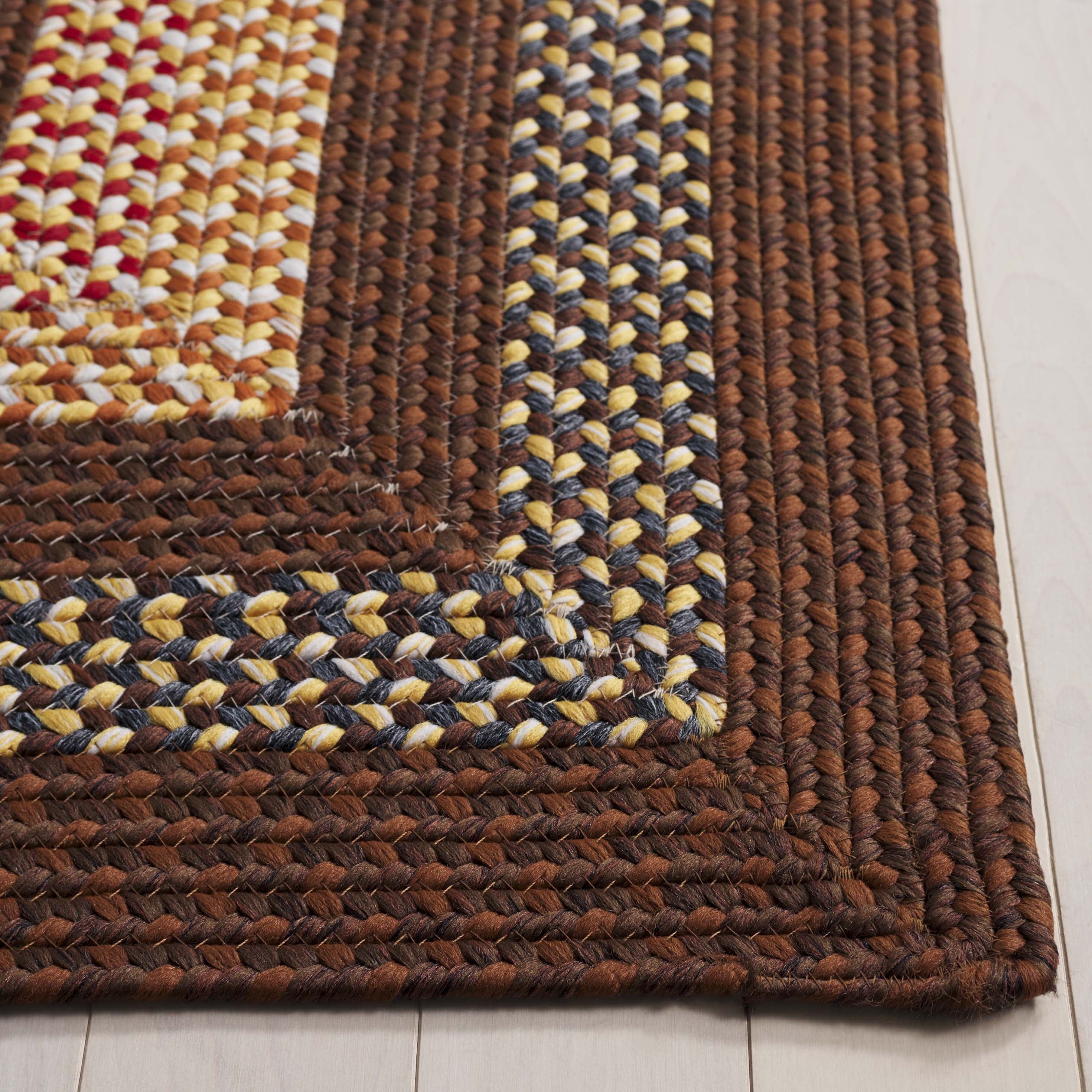 Safavieh Braided Angel Bordered Machine Washable Reversible Area Rug, Brown/Light Brown, 5' x 5' Square