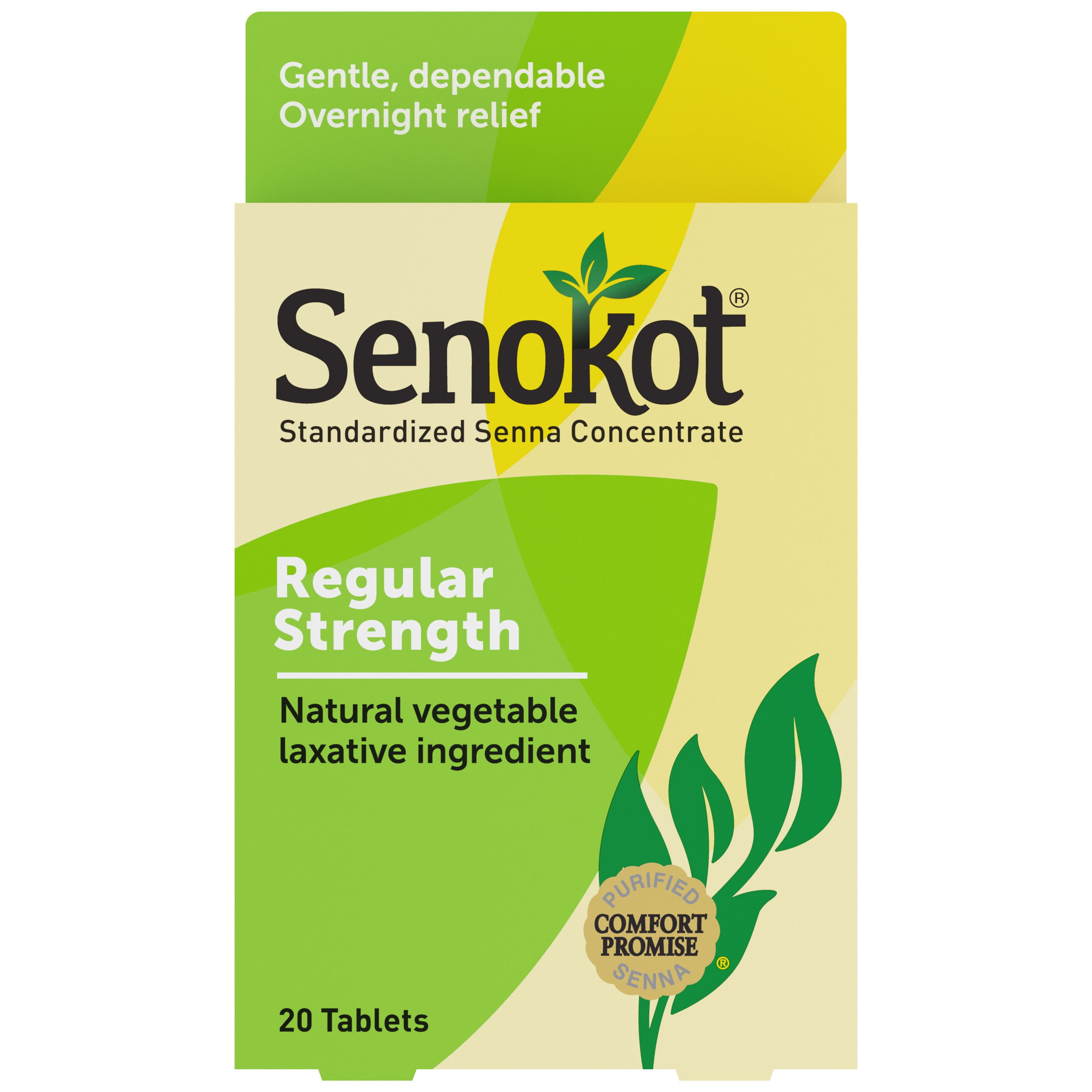 Senokot Natural Vegetable Laxative Ingredient, Tablets, 20 Count.