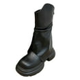 thumbnail image 5 of Chunky Fold Over Boots for Women 2025 Roman Fashion Slouchy Platform Wide Mid Calf Riding Boots, 5 of 9