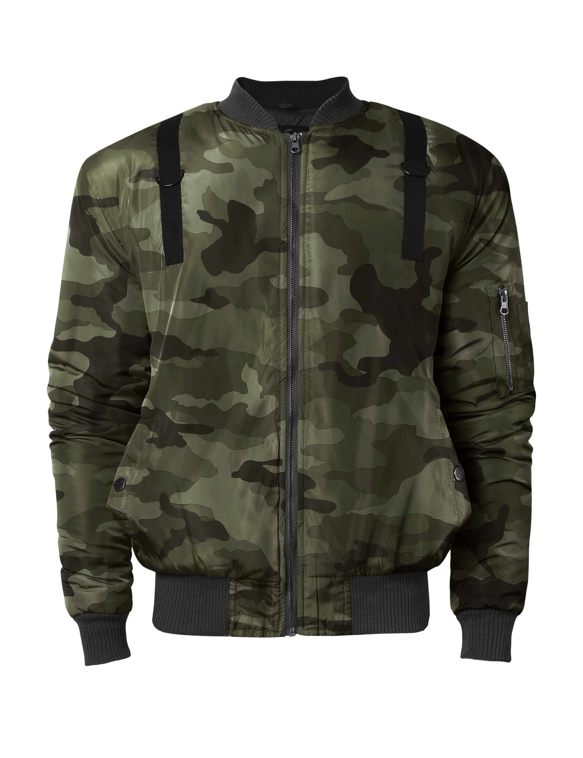 Ma Croix Men's Padded Parachute Bomber Jacket Lightweight Skinny Fit Casual, Size: Large